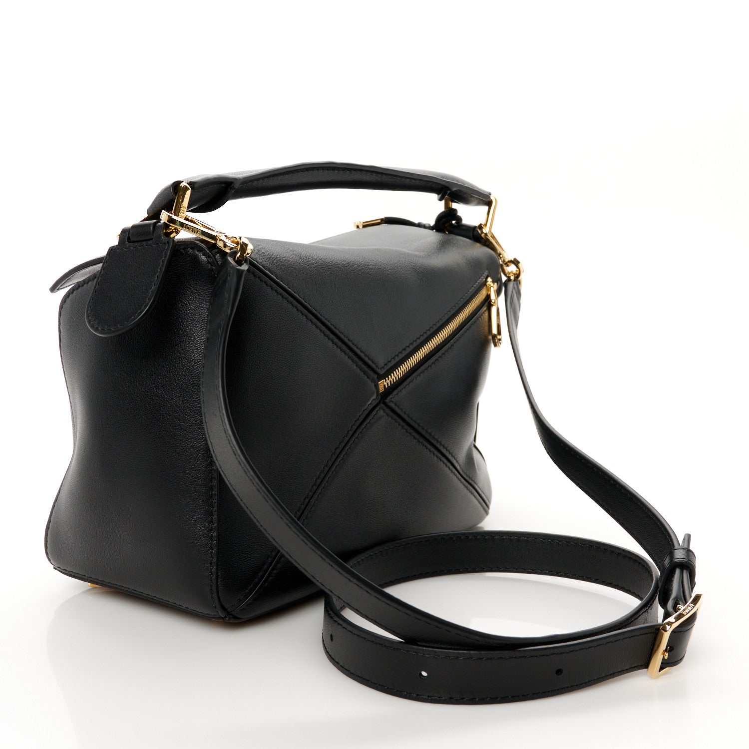 Loewe Nappa Lambskin Small Featherlight Puzzle Bag Black 2 of 11