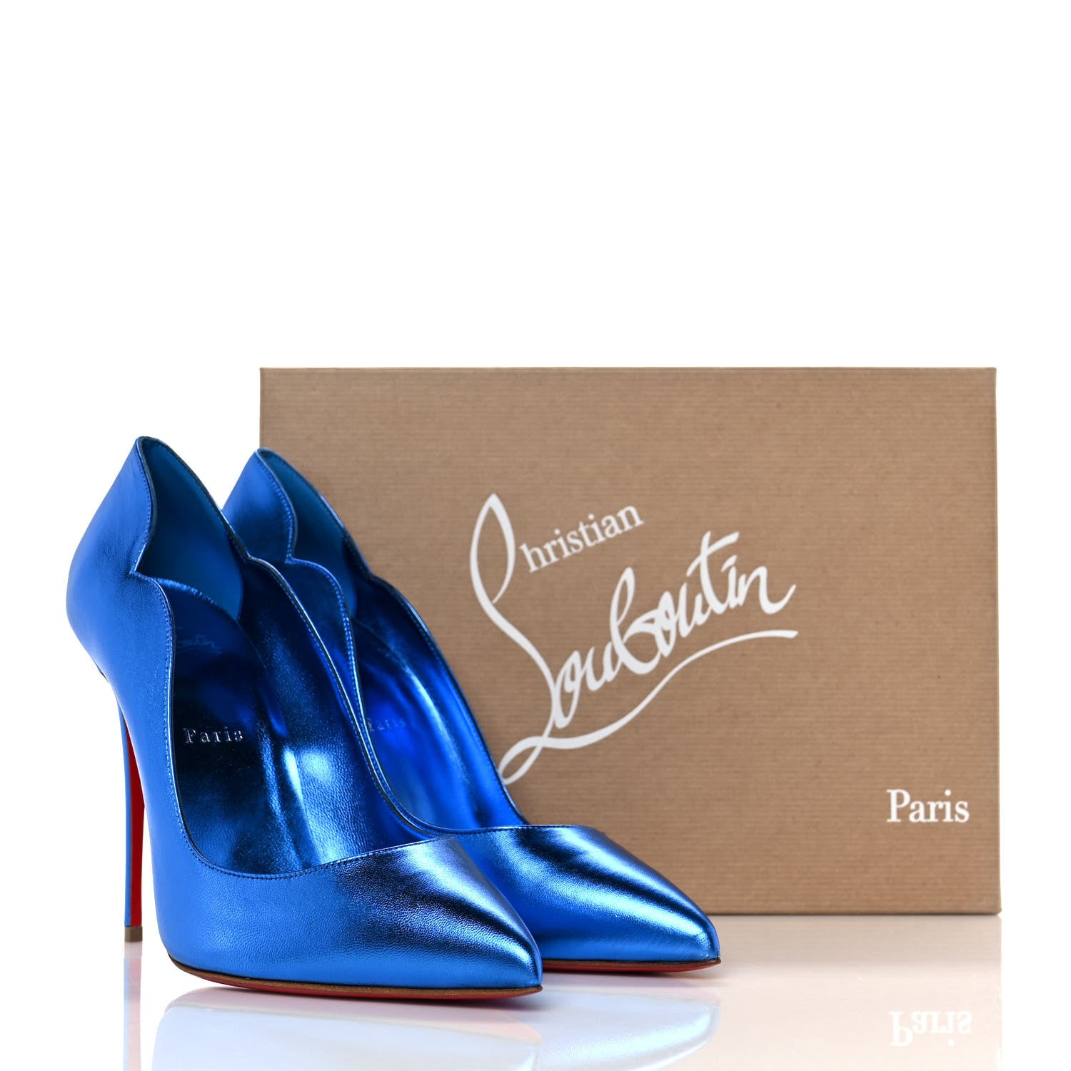 Christian Louboutin Metallic Patent Hot Chick 100 Pumps 41 Blue 9 of 9