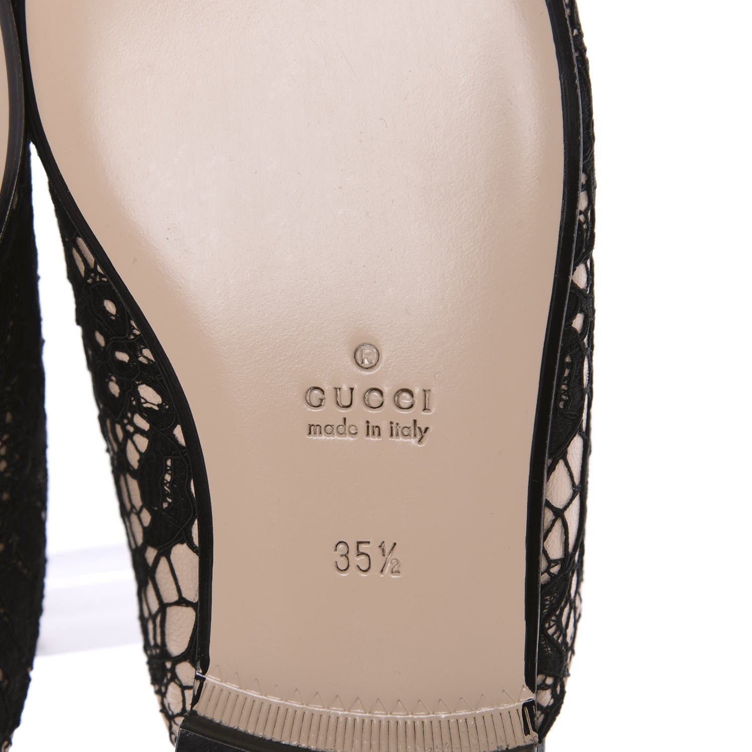 Gucci Lace Malaga Kid Womens Princetown Slippers 35.5 Black Skin Rose 7 of 9