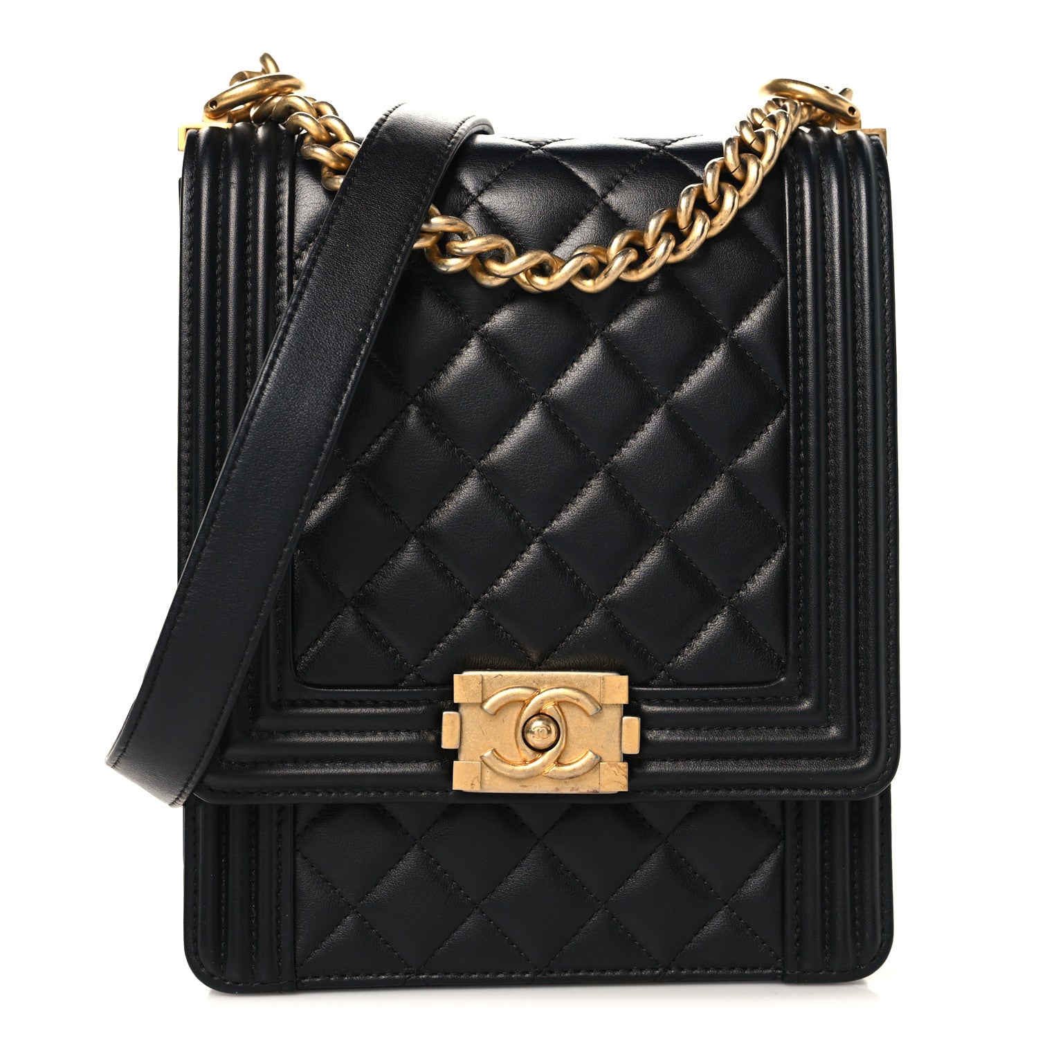 Chanel Calfskin Quilted North South Boy Flap Black 1 of 10