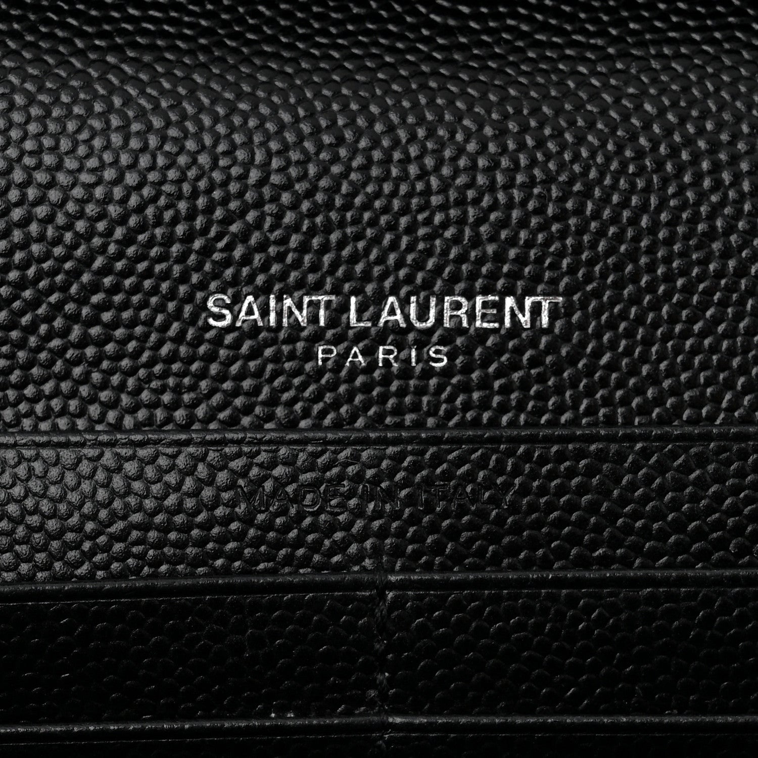 Saint Laurent Grain De Poudre Matelasse Chevron Monogram Chain Wallet Black 6 of 10