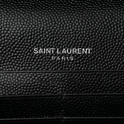 Saint Laurent Grain De Poudre Matelasse Chevron Monogram Chain Wallet Black 6 of 10