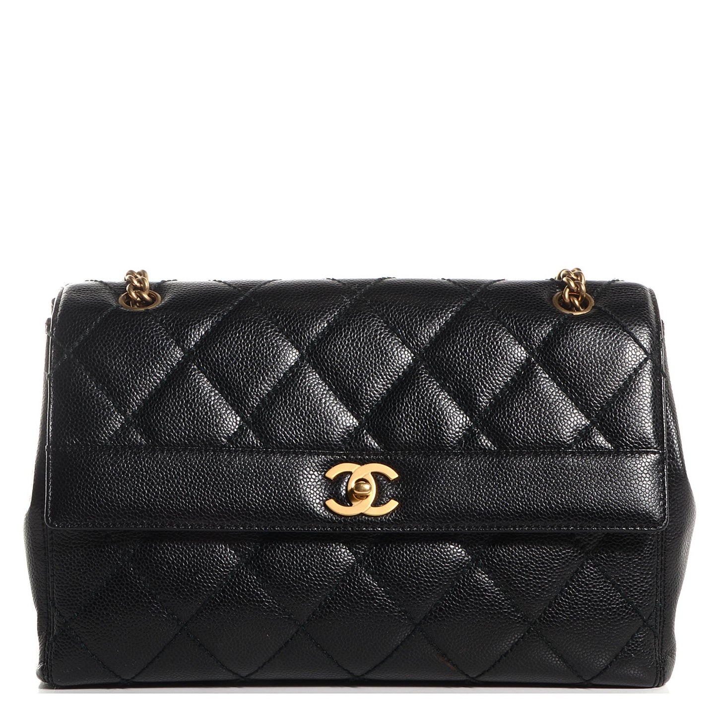Caviar Quilted Single Flap Bag Black