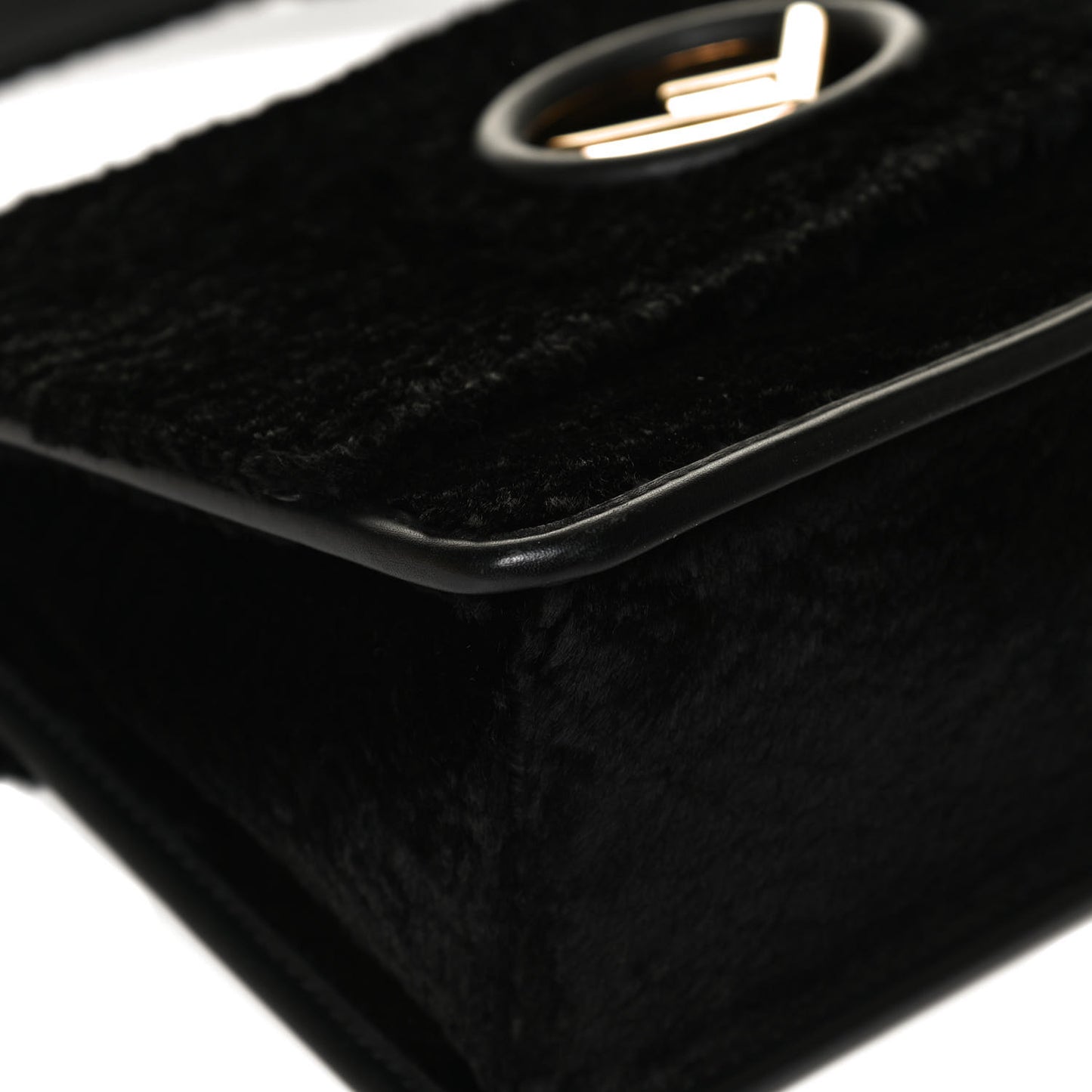 Velluto Astrakan Vitello Dolce F is Fendi Kan I Shoulder Bag Black