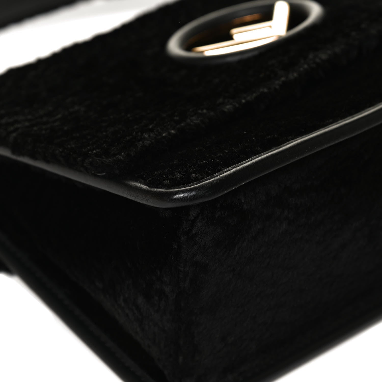Fendi Velluto Astrakan Vitello Dolce F is Fendi Kan I Shoulder Bag Black 11 of 17