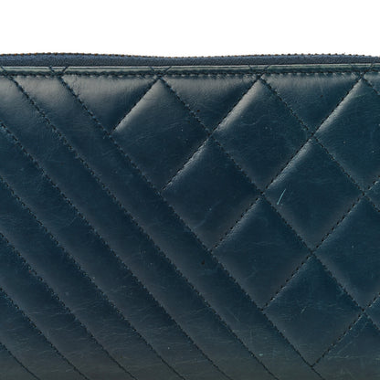 Chanel Glazed Calfskin Quilted Small Coco Boy Zip Around Wallet Blue 23 of 26