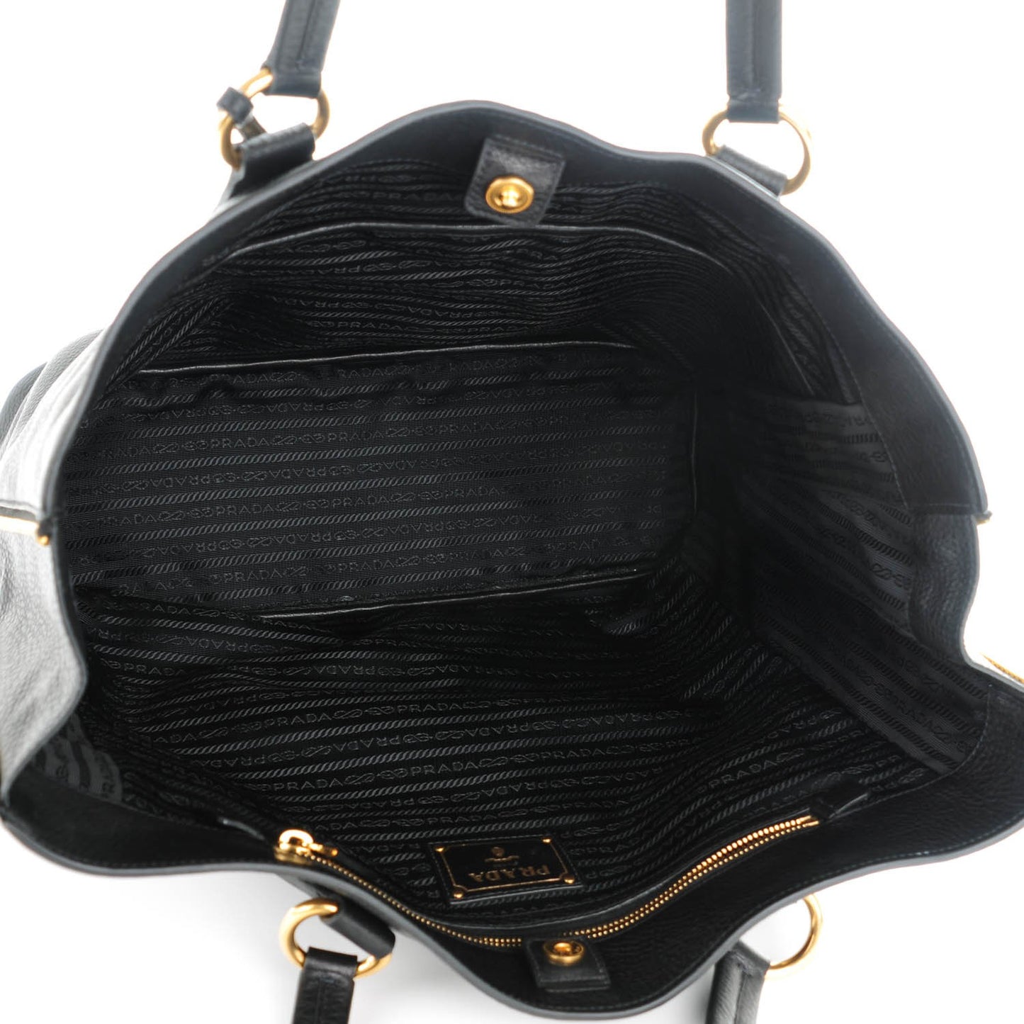 Vitello Daino Side Zip Tote Black