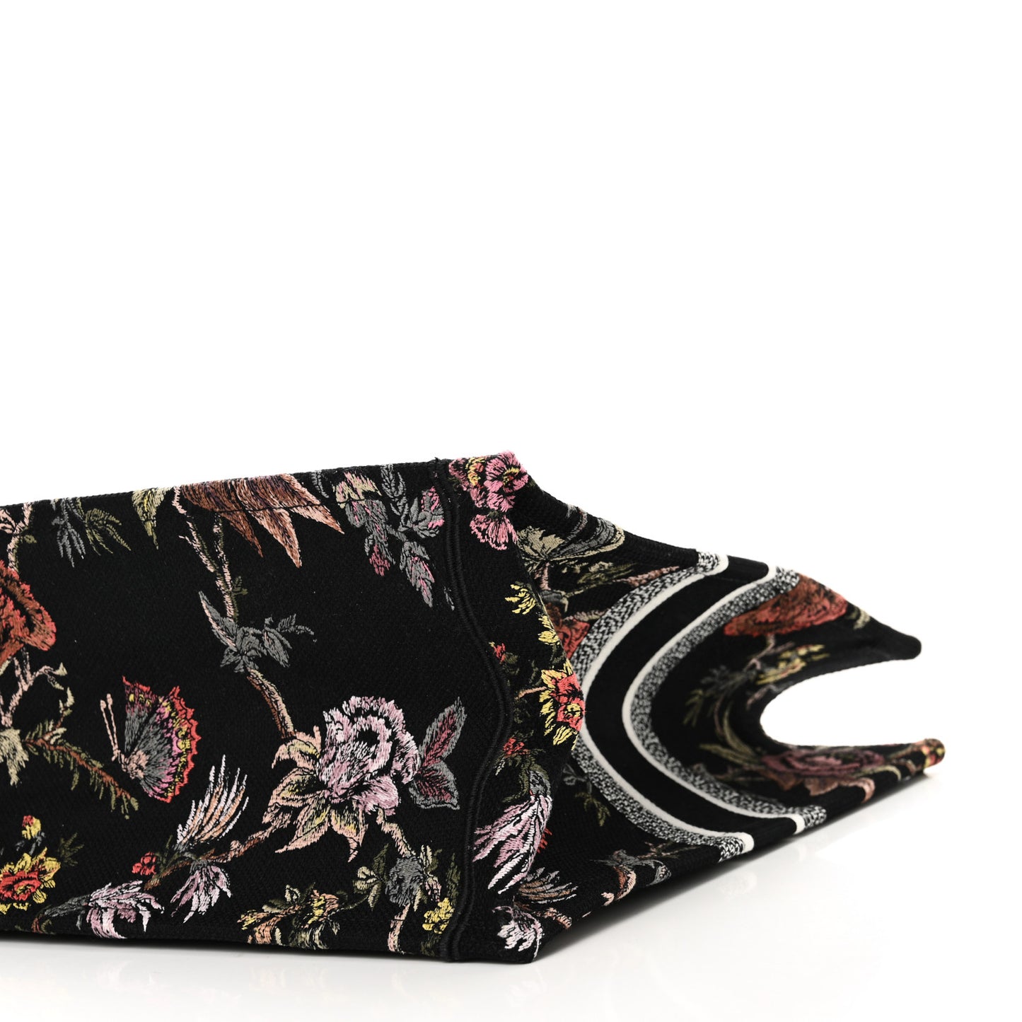 Canvas Embroidered Large Book Tote Black Multicolor