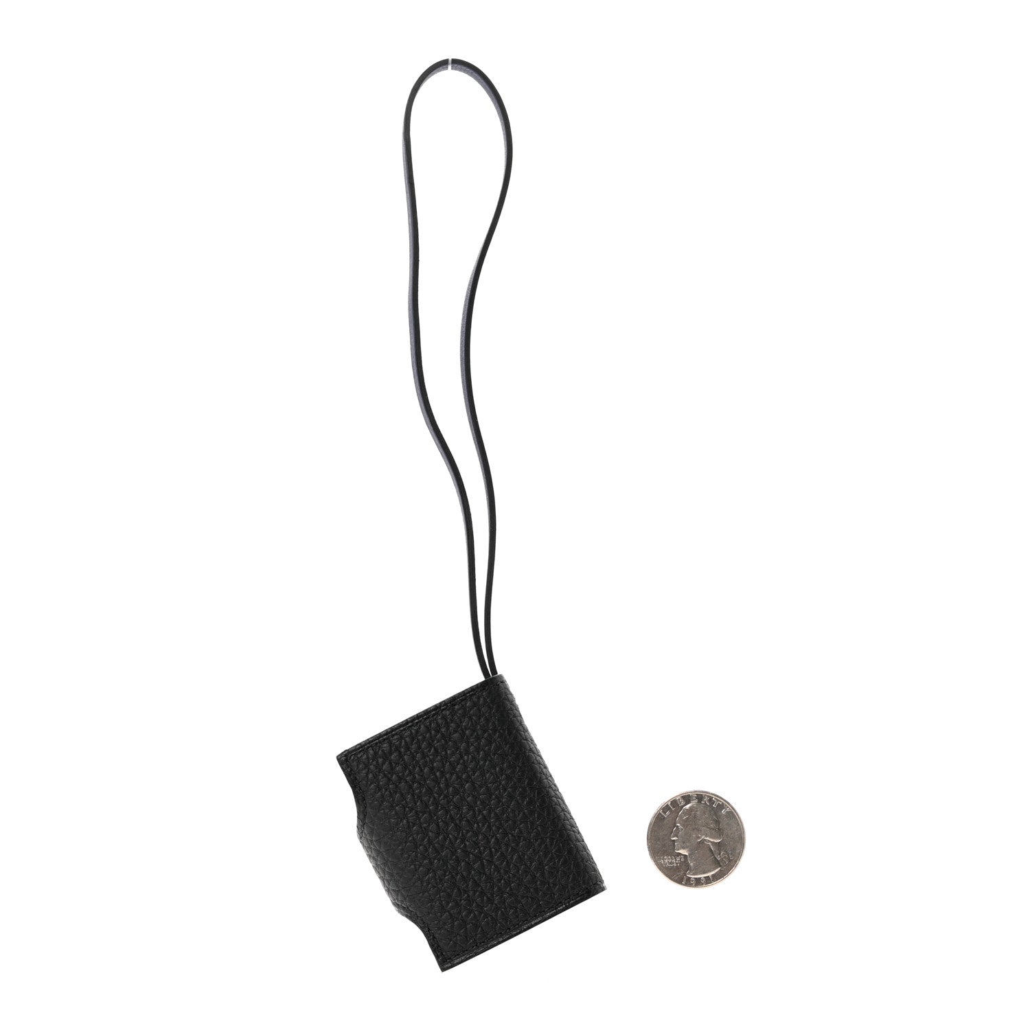 Hermes Togo Swift Verso Ulysse Nano Bag Charm Black Bleu Saphir 2 of 4
