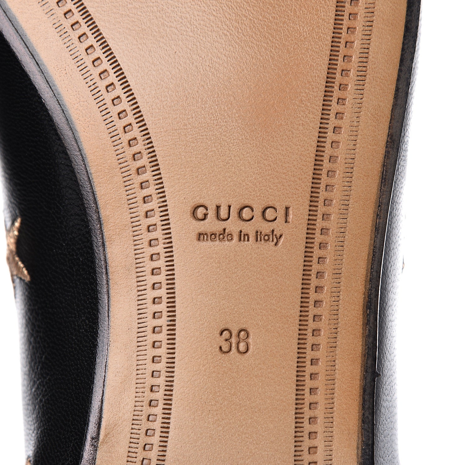 Gucci Goatskin Bee Star Embroidered Womens Jordaan Loafers 38 Black 6 of 9