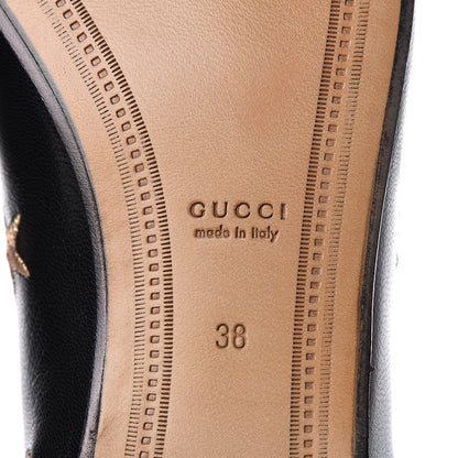 Gucci Goatskin Bee Star Embroidered Womens Jordaan Loafers 38 Black 6 of 9
