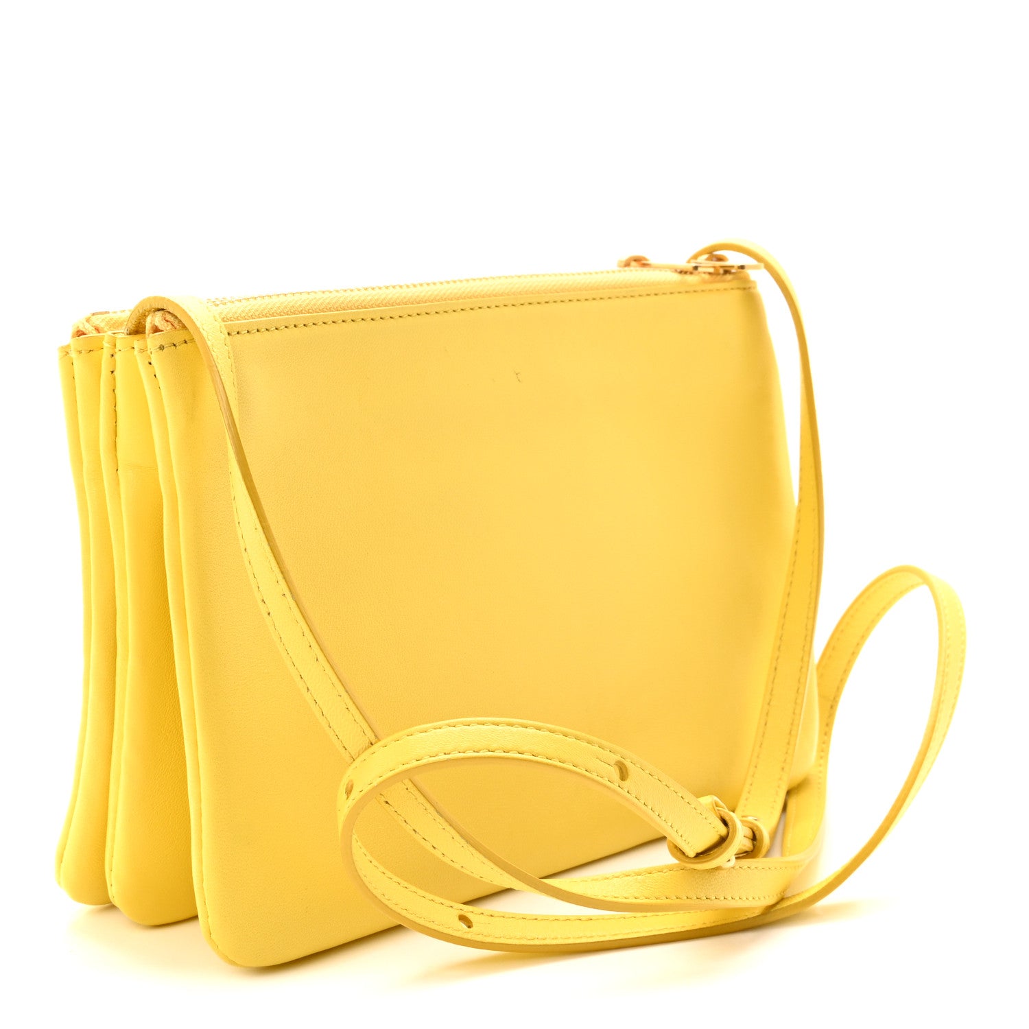 Celine Lambskin Small Trio Crossbody Bag Citron 3 of 10