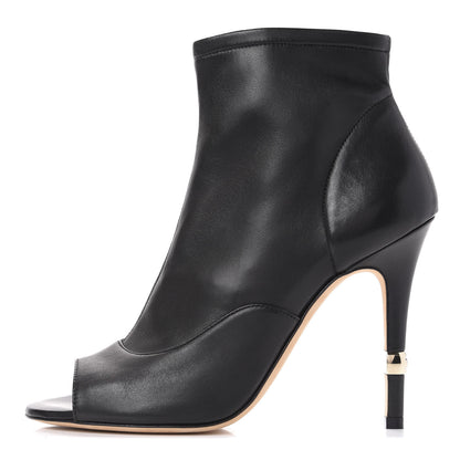 Chanel Lambskin Peep Toe Short Ankle Boots 38 Black 1 of 11