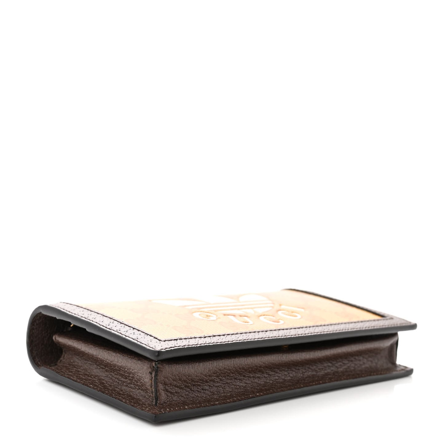 X ADIDAS Monogram Trefoil Embossed Wallet On Chain Brown