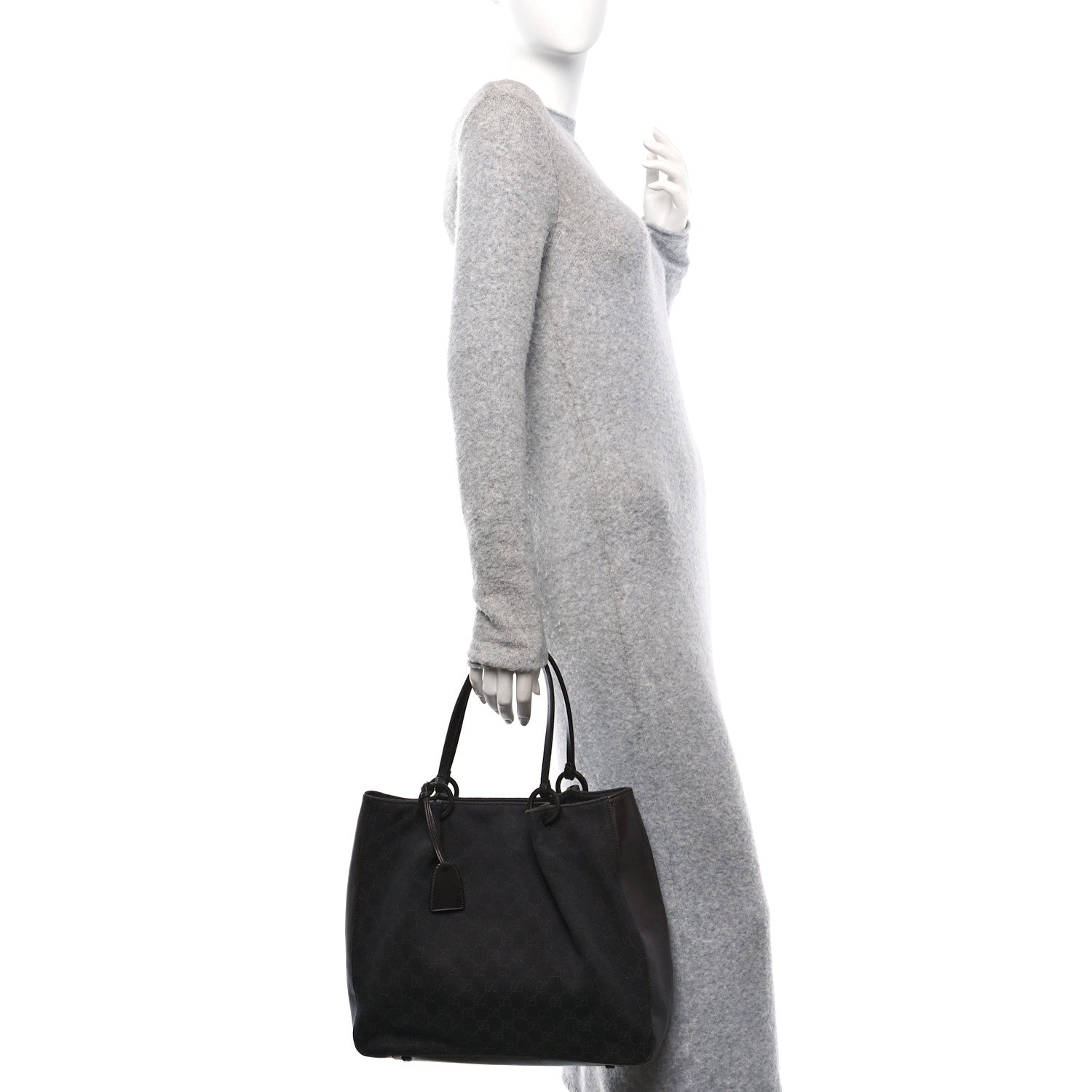 Gucci Denim Monogram Calfskin Tote Dark Brown 2 of 11