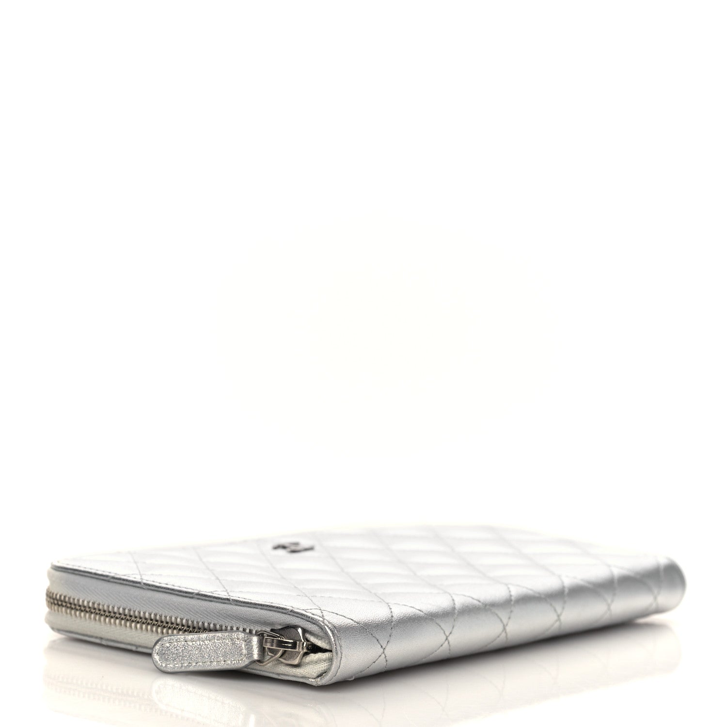 Chanel Iridescent Lambskin Quilted Large Zip Around Organizer Wallet Silver 4 of 7