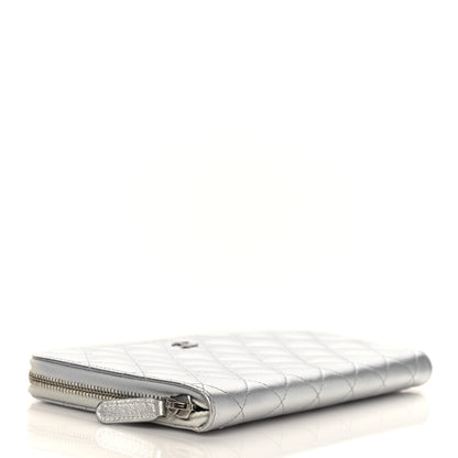 Chanel Iridescent Lambskin Quilted Large Zip Around Organizer Wallet Silver 4 of 7