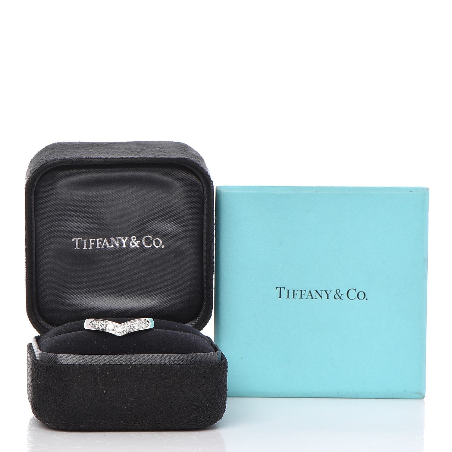 Tiffany Platinum Diamond V Ring 56 7.5 5 of 5