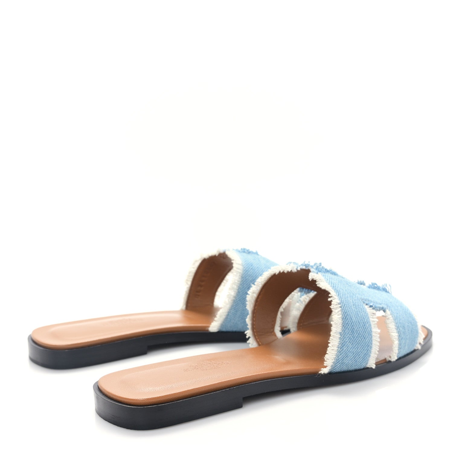 Hermes Denim Oran Fringe Sandals 38 Bleu Clair 4 of 9