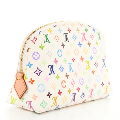 Louis Vuitton Monogram Multicolor Cosmetic Pouch White Litchi 3 of 9
