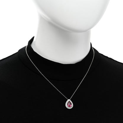 Tiffany Platinum Diamond Rubellite Pear Shaped Soleste Pendant Necklace 2 of 6