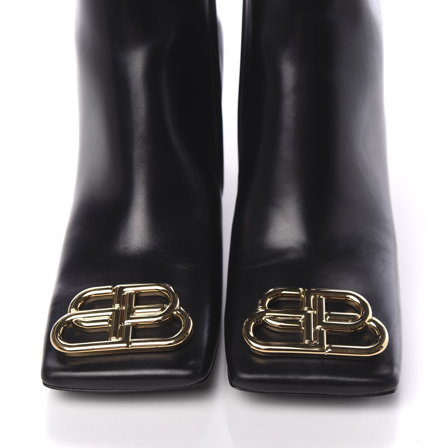 Balenciaga Calfskin Varenne BB Double Square 80mm Booties 39.5 Black Gold 11 of 12