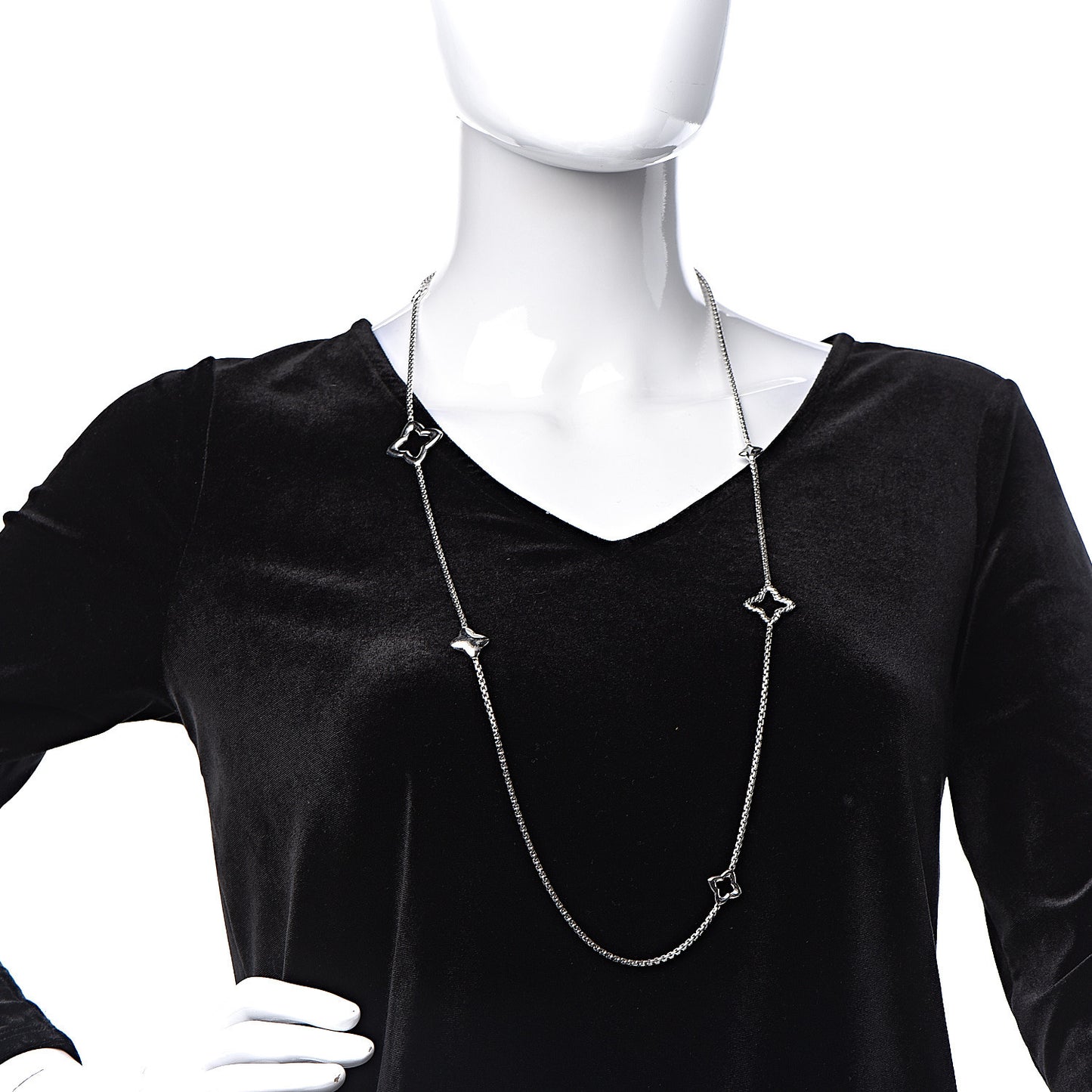 Sterling Silver 25mm Quatrefoil Chain Necklace