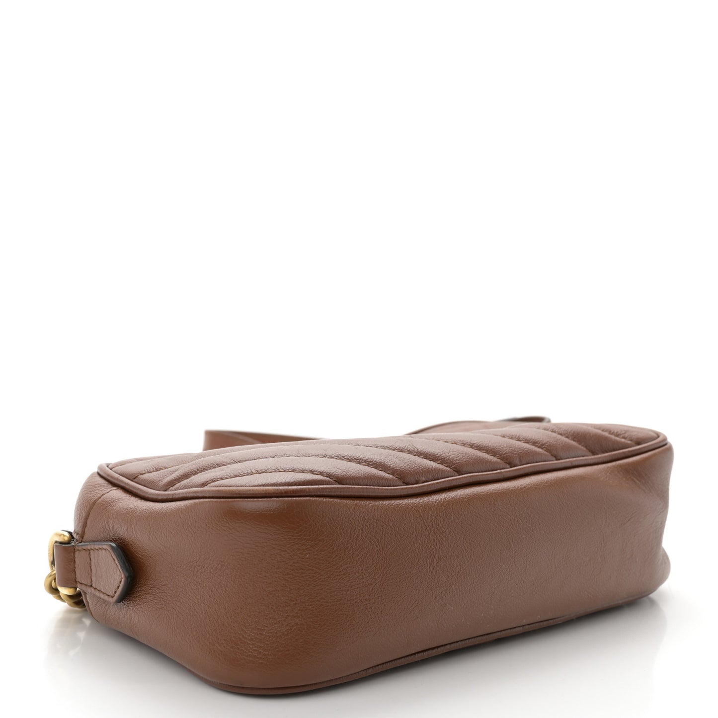 Glazed Calfskin Matelasse Diagonal Small GG Marmont Chain Shoulder Bag Cuir