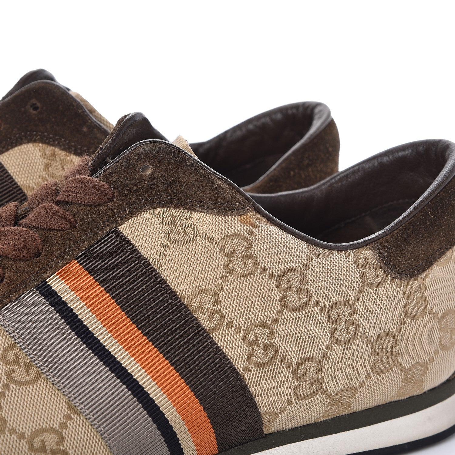 Gucci GG Monogram Suede Web Mens Sneakers 10 Brown 13 of 15