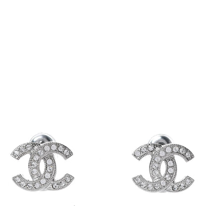 Chanel Crystal Mini Timeless CC Earrings Silver 1 of 5