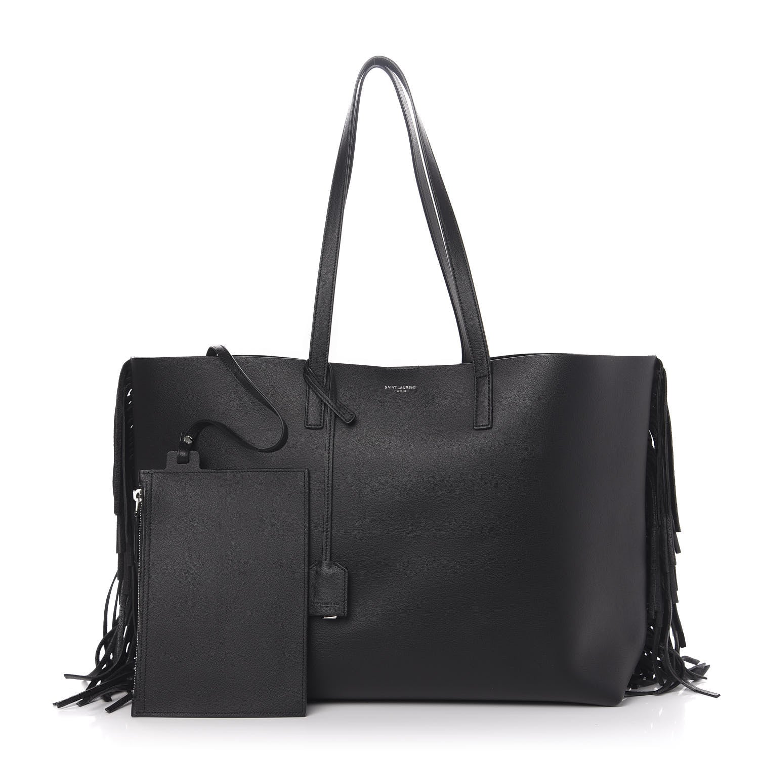 Saint Laurent Calfskin Large Fringe Shopping Tote Black 1 of 11