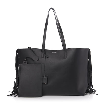 Saint Laurent Calfskin Large Fringe Shopping Tote Black 1 of 11