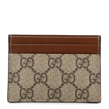 Gucci GG Supreme Monogram Calfskin Card Holder Beige Ebony Cuir 1 of 6