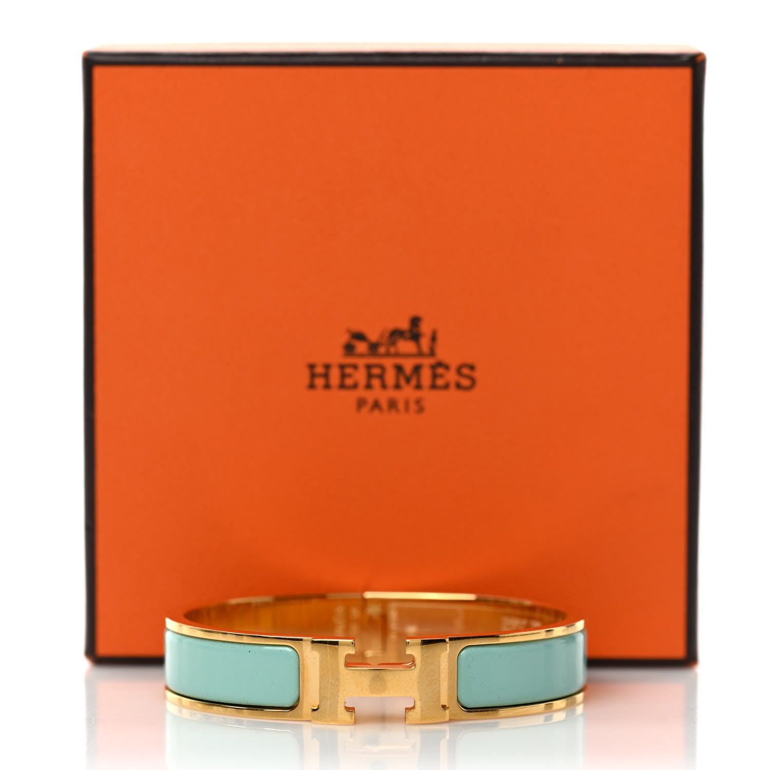Hermes Enamel Narrow Clic Clac H Bracelet PM Aqua 5 of 5