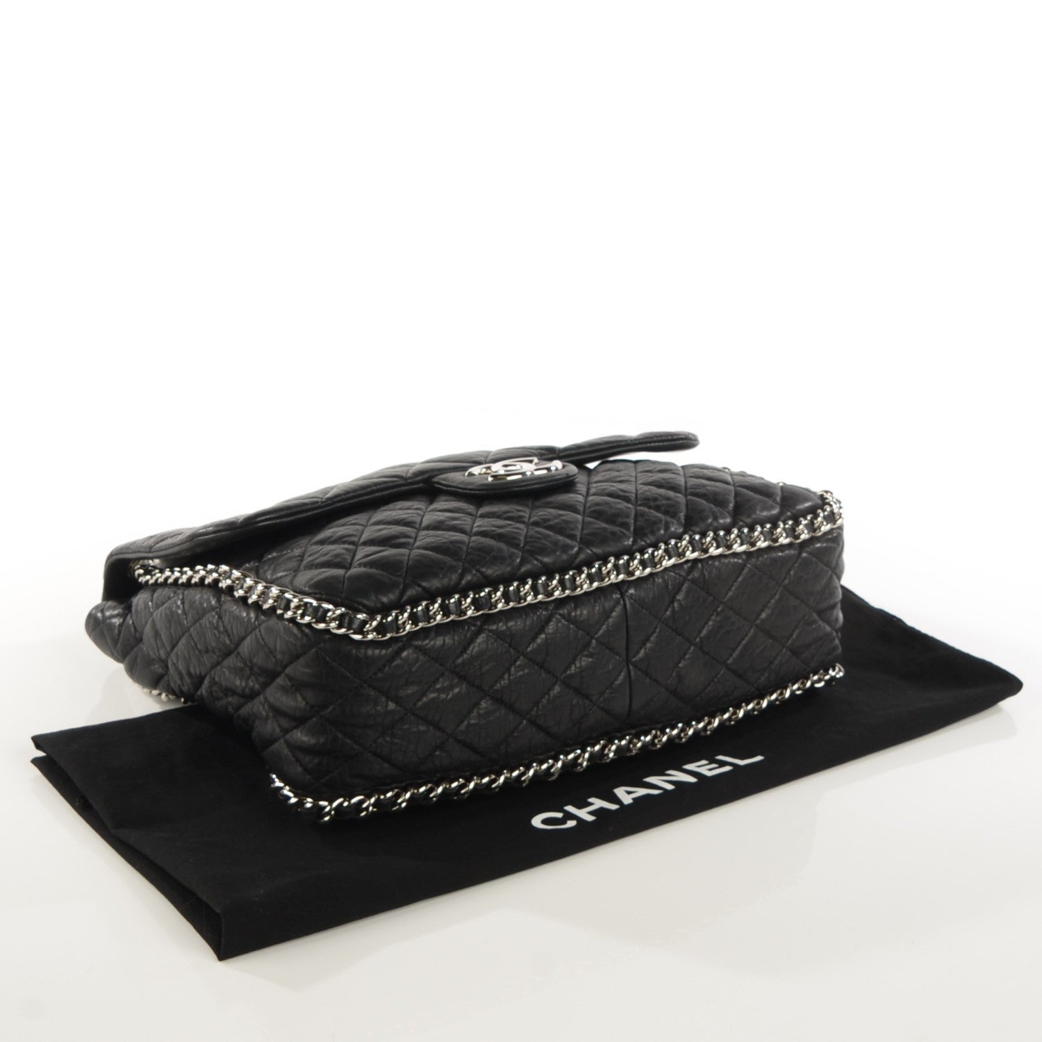 Chanel Washed Lambskin Quilted Maxi Chain Around Flap Black 4 of 7