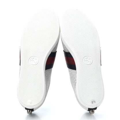 Gucci Glitter Fabric Studded Web Womens Sneakers 37.5 Silver 5 of 9