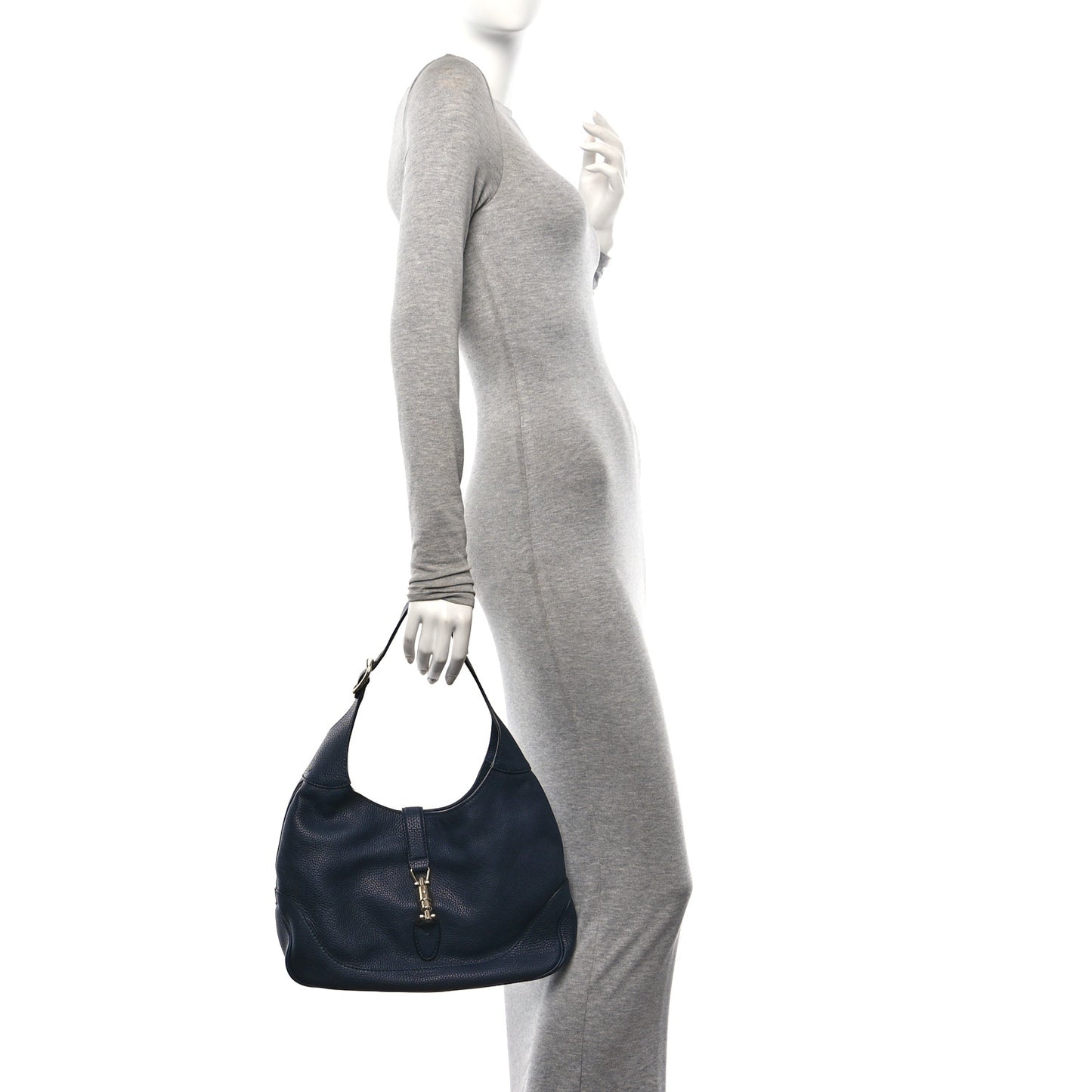 Soft Grained Calfskin Small Jackie Hobo Classic Blue Marine