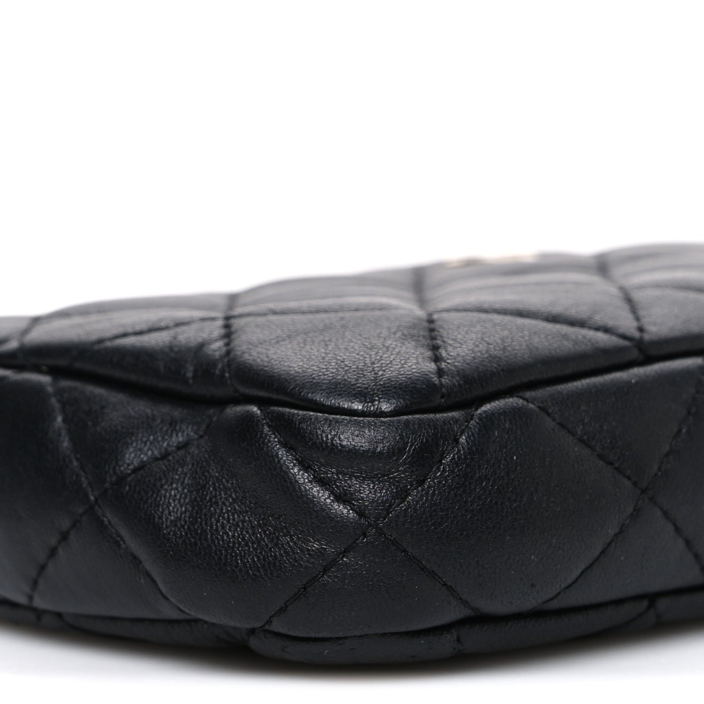 Lambskin Quilted Small Clutch With Chain  Black