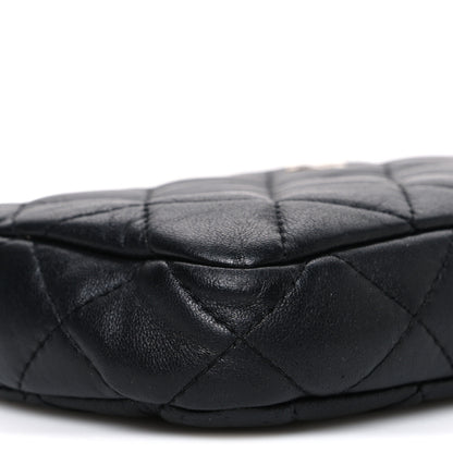 Chanel Lambskin Quilted Small Clutch With Chain  Black 10 of 11