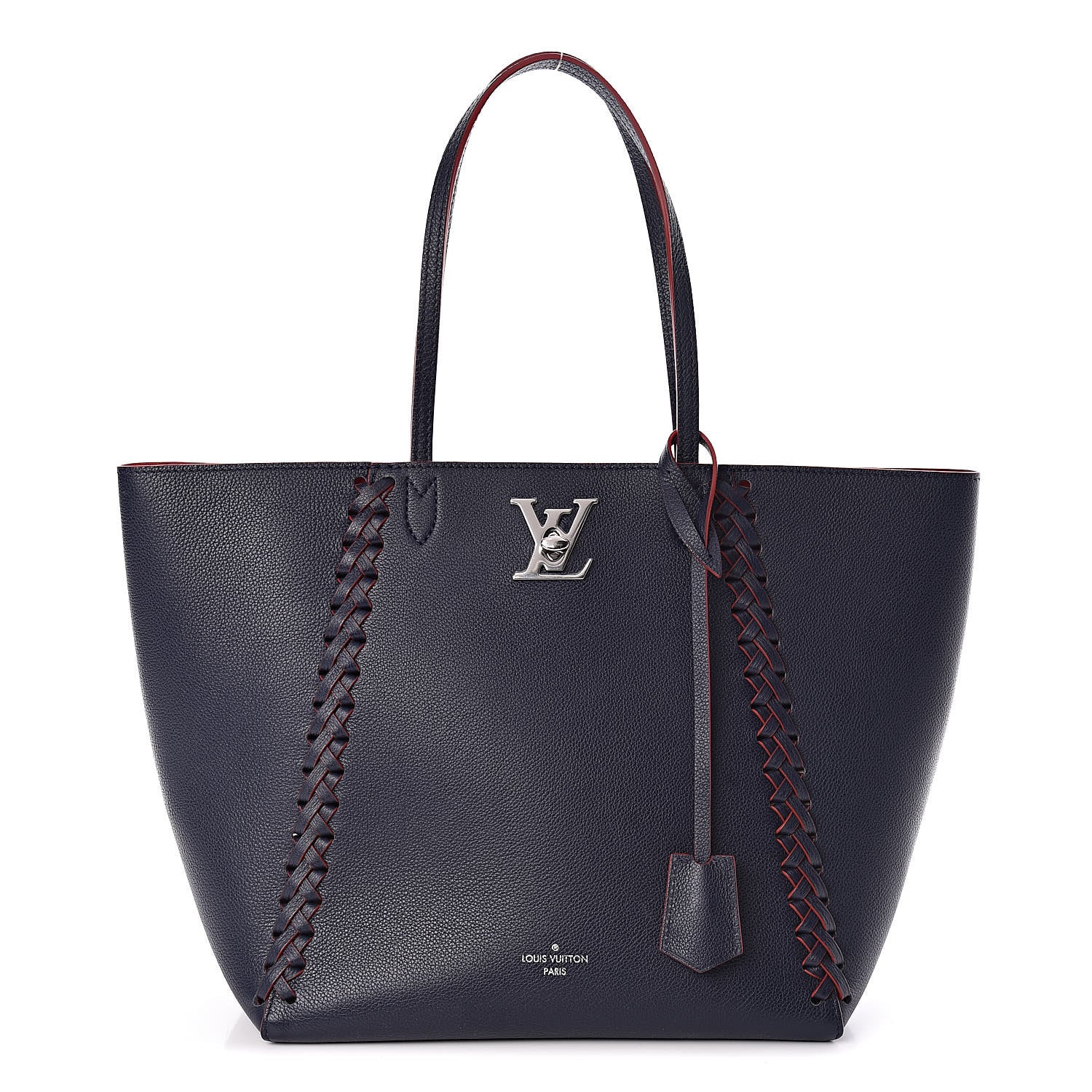 Louis Vuitton Calfskin Braided Lockme Cabas Marine Rouge 1 of 10