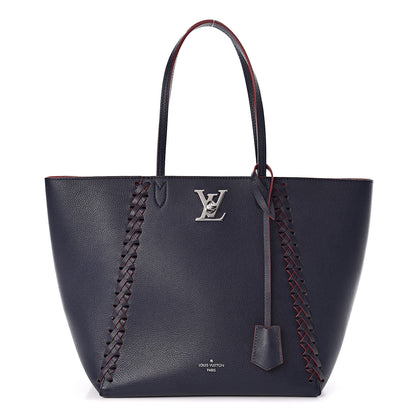 Louis Vuitton Calfskin Braided Lockme Cabas Marine Rouge 1 of 10