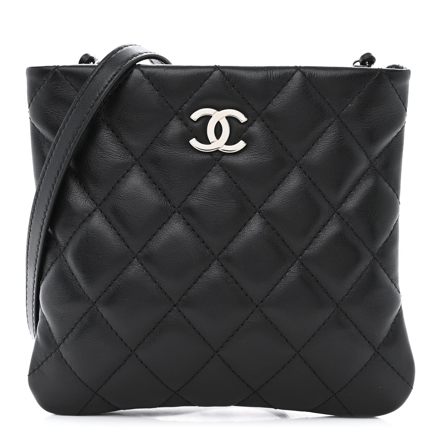 Lambskin Quilted Crossbody Bag Black