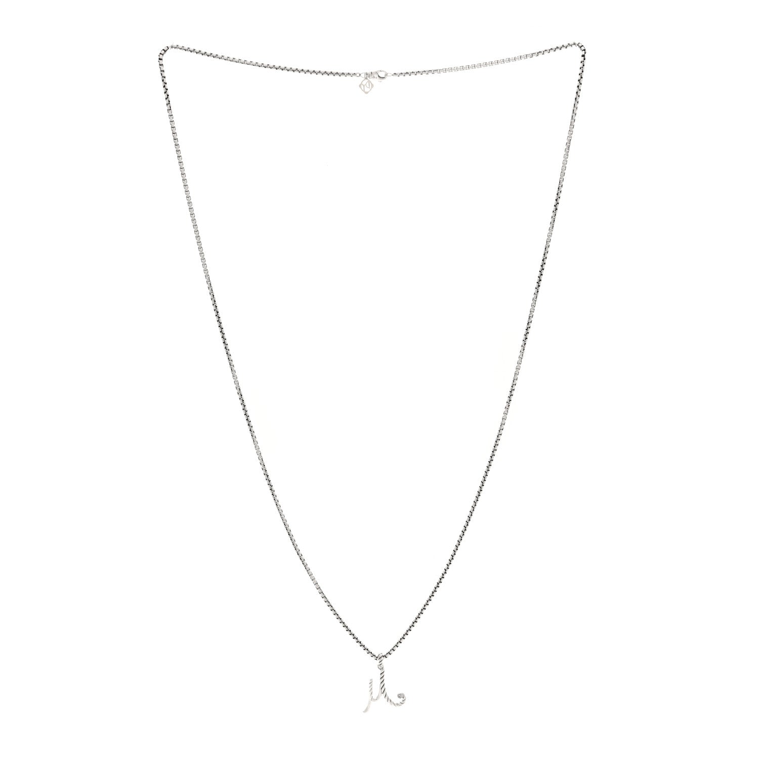 David Yurman Sterling Silver Diamond Cable Collectibles Initial M Charm Necklace 3 of 5