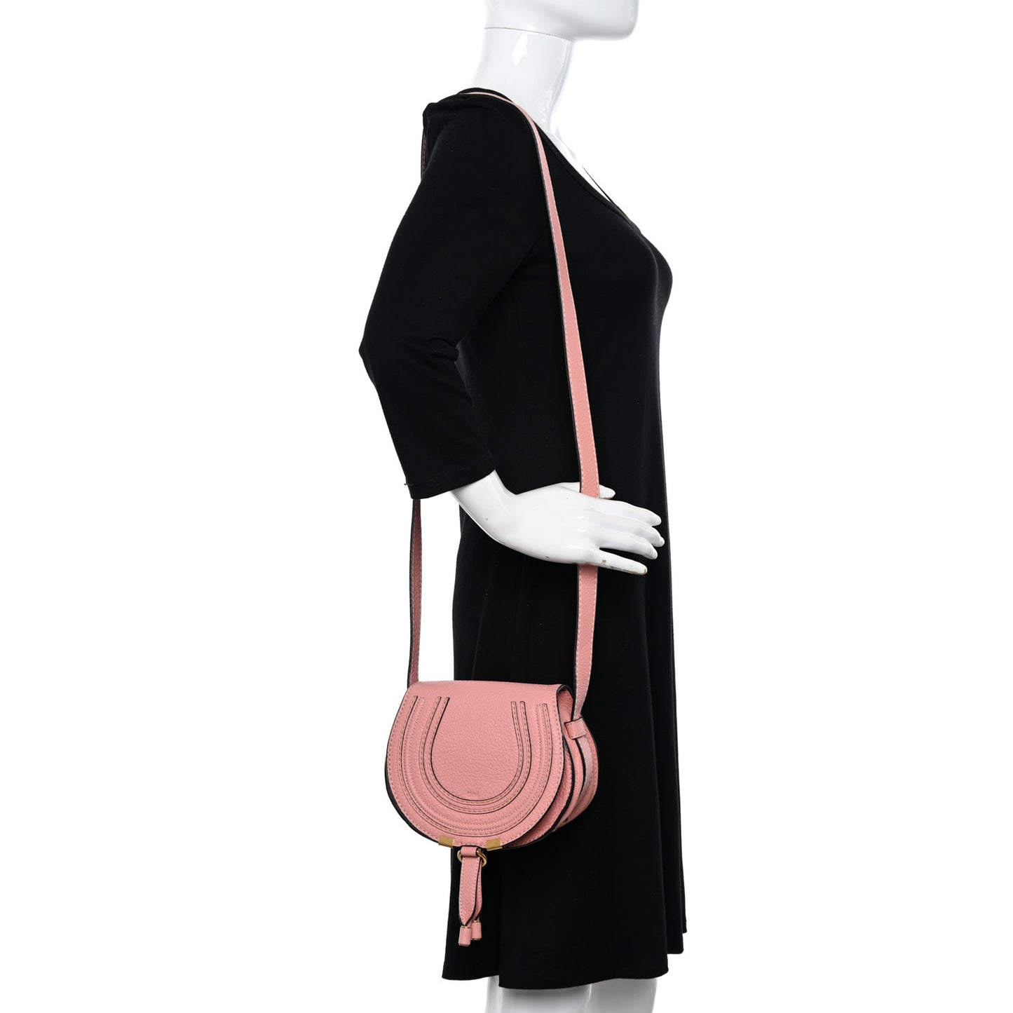 Calfskin Mini Marcie Round Crossbody Bag Fallow Pink