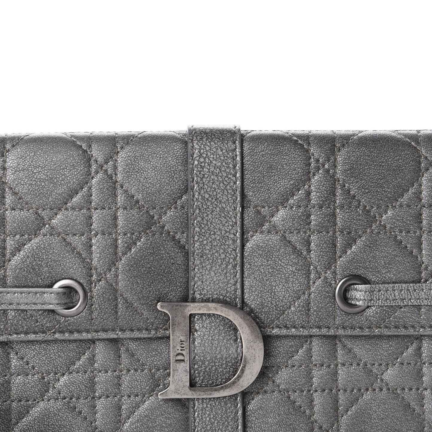 Metallic Grained Calfskin Cannage Clutch Wallet