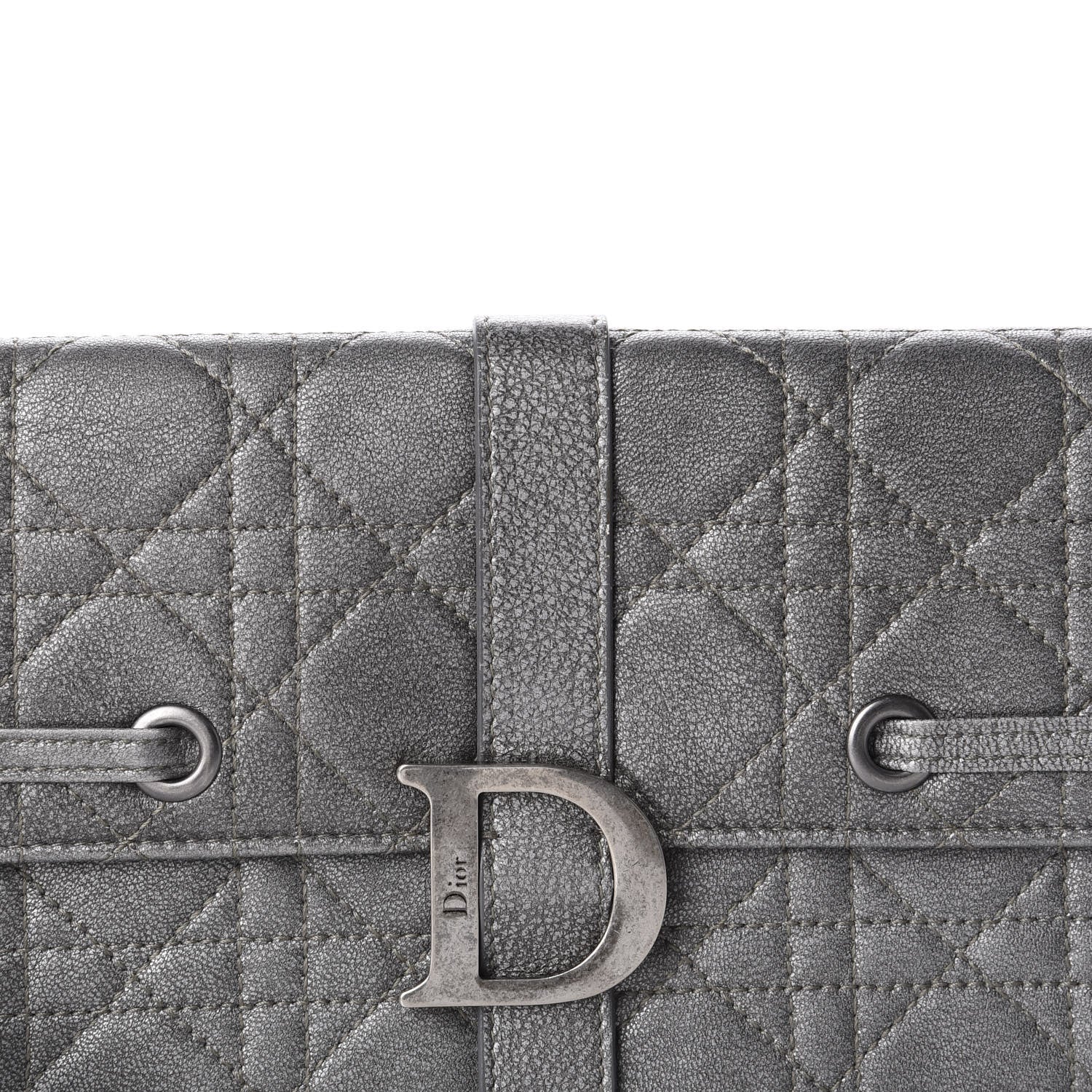 Christian Dior Metallic Grained Calfskin Cannage Clutch Wallet 9 of 10
