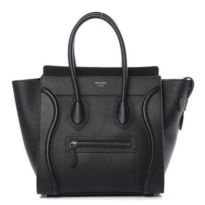 Celine Drummed Calfskin Micro Luggage Black 1 of 11