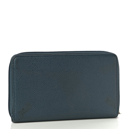 Chanel Caviar Large CC Timeless Zip Around Wallet Blue 3 of 13