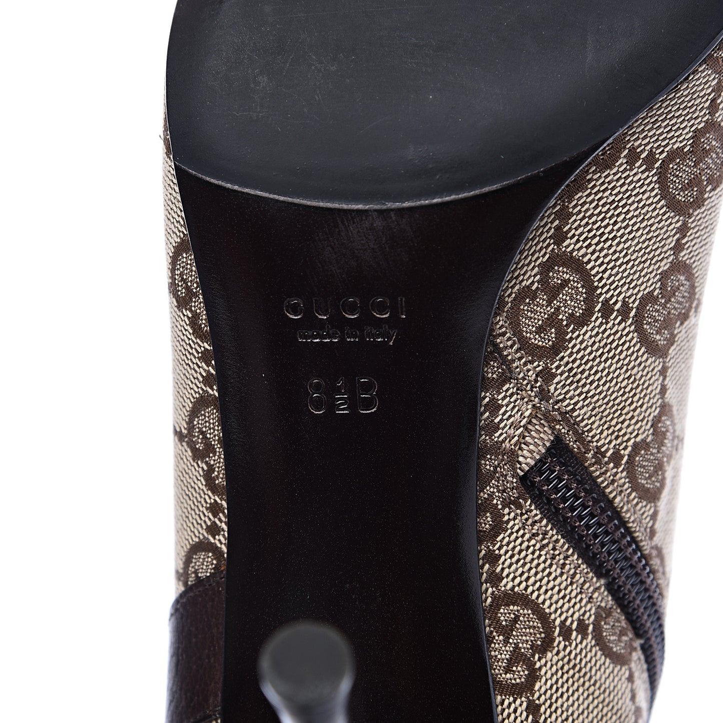Monogram Textured Calfskin D Ring Ankle Booties 8.5 Beige Ebony Cocoa