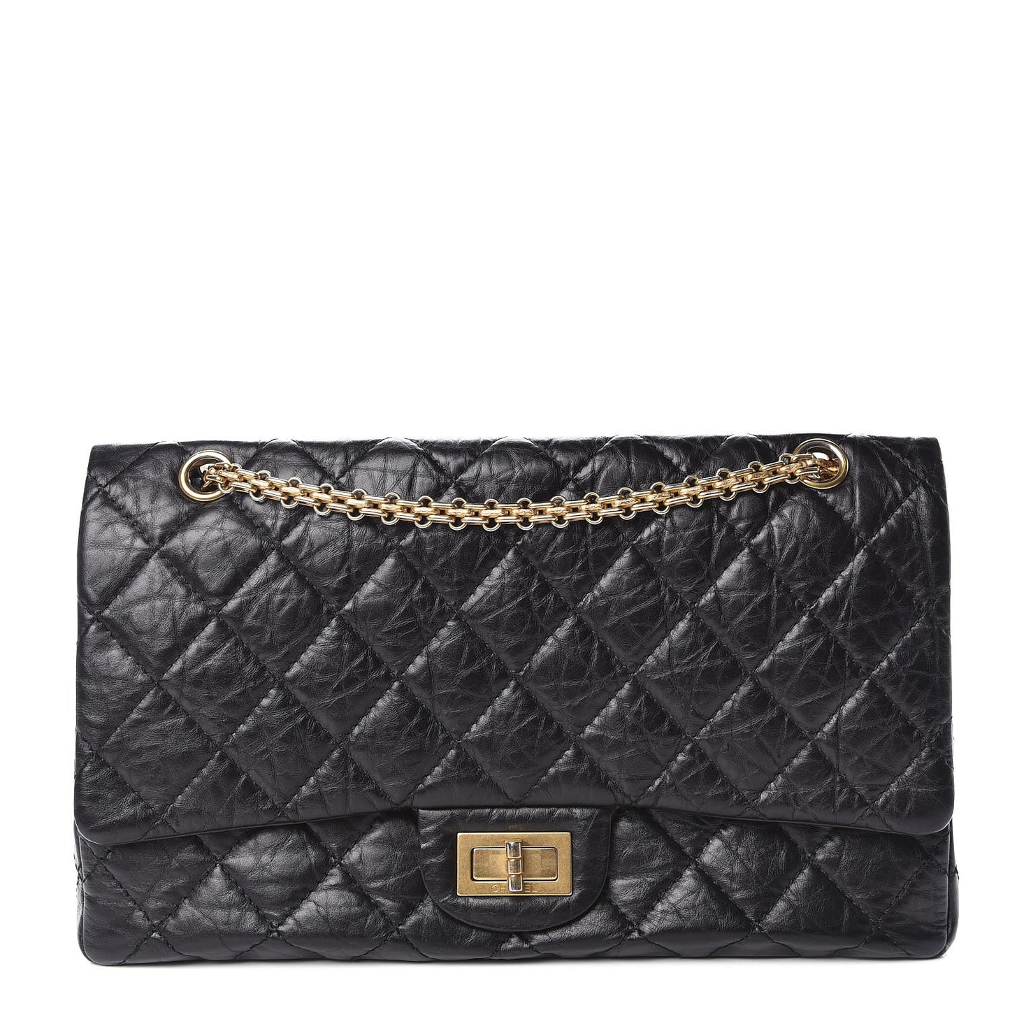 Aged Calfskin Quilted 2.55 Reissue 227 Flap Black